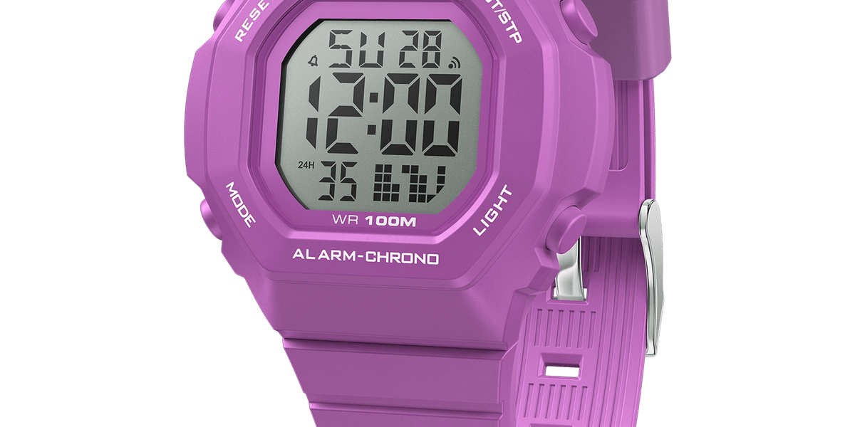 Purple top digital watch