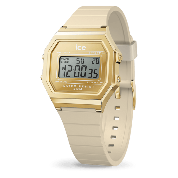 Ice-Watch ICE Digit Retro Metal – Damenuhren Klein (32 Mm) Mit Weißem Silikonarmband, Wasserdicht 3 ATM