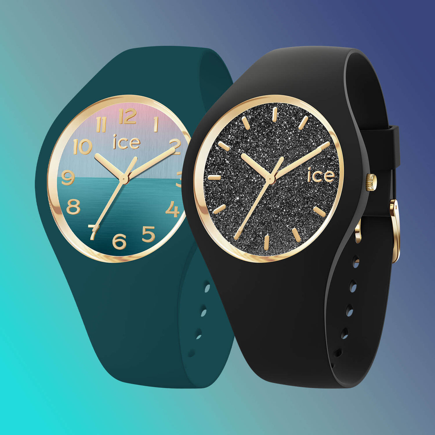 Montre Ice-Watch Femme - Bracelet Silicone, Boîtier 38 Mm, Étanche 10 ATM, Cadran Vert Olive Et Doré